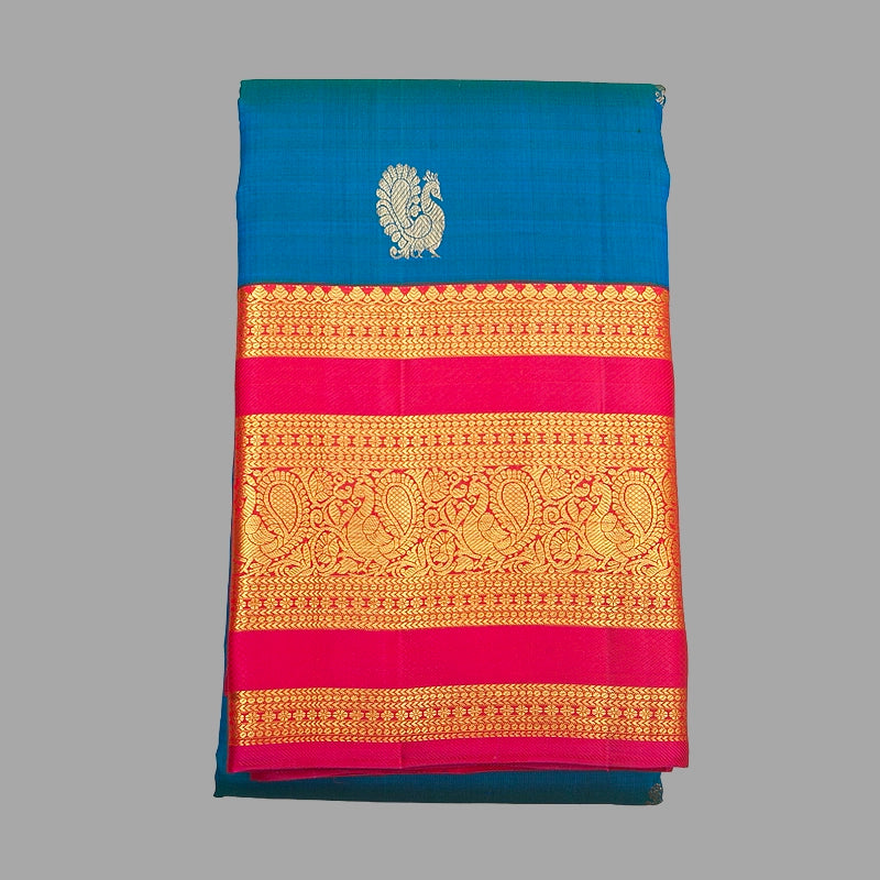 Hayagrivas Handloom Mayilkazhuthu Kanjivaram Silk Saree with Pink Border KBF235E1-1