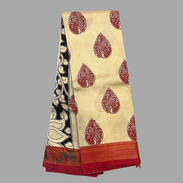 Hayagrivas Sandal Kalamkari Saree SSCBF73E3-3