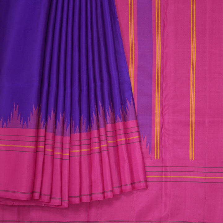 Hayagrivas Handloom Purple Kanjivaram Silk Saree with Rani Pink Border KBE1651K4-2