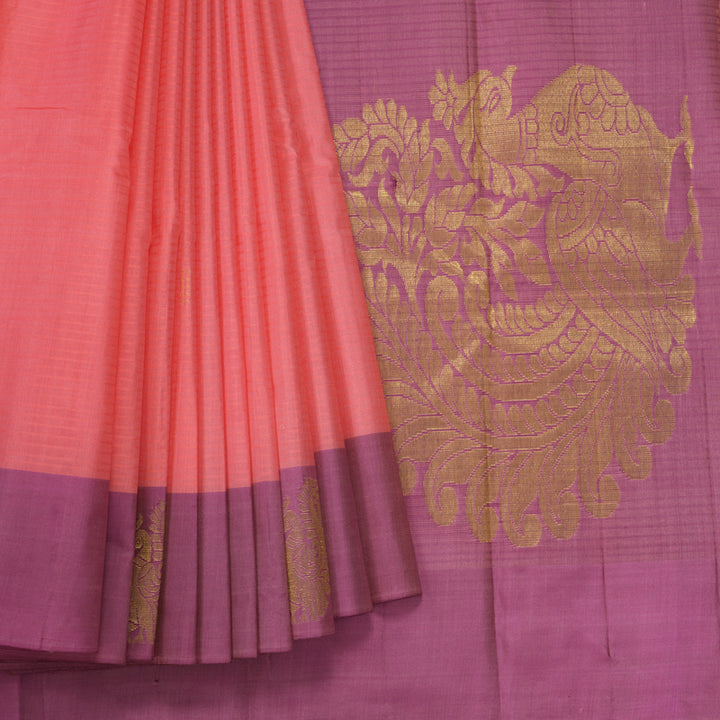 Hayagrivas Handloom Peach Kanjivaram Silk Saree KBF196E1-3