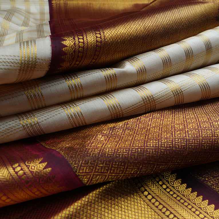 Hayagrivas Handloom Rust Orange Kanjivaram Silk Saree with Coffee Brow ...
