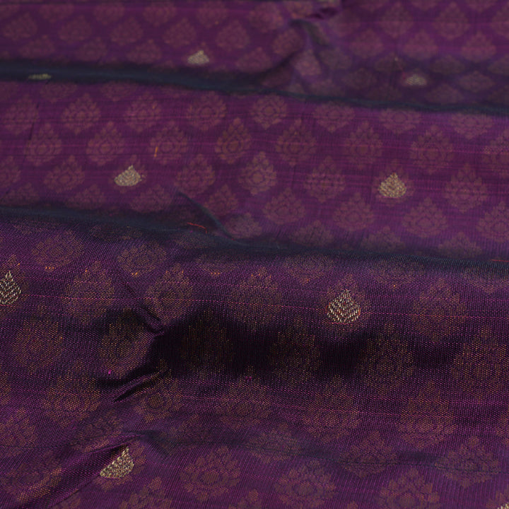 Hayagrivas Dark Purple Kanjivaram Silk Saree with Dark Purple Border BBB1151A2-1