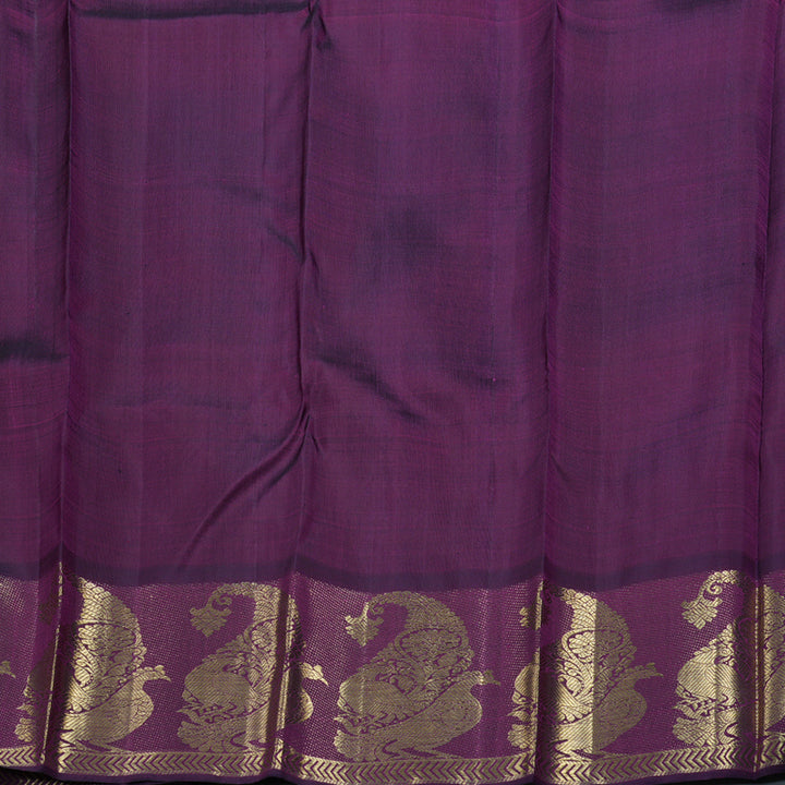 Hayagrivas Dark Purple Kanjivaram Silk Saree with Dark Purple Border BBB1151A2-1