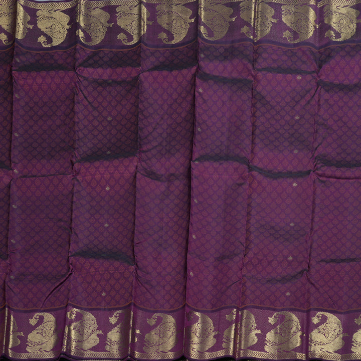 Hayagrivas Dark Purple Kanjivaram Silk Saree with Dark Purple Border BBB1151A2-1