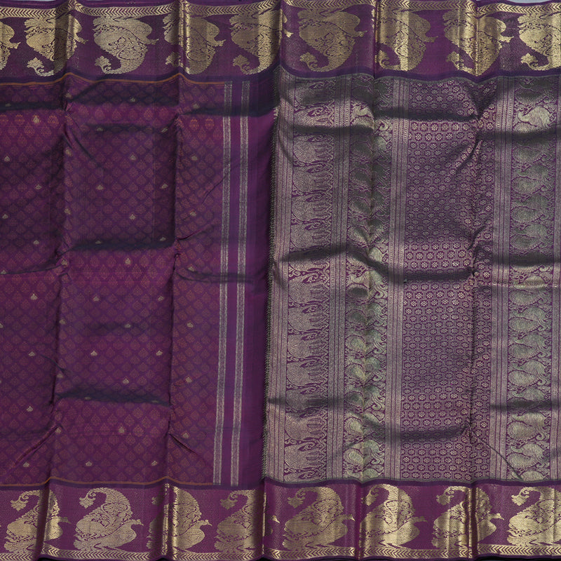 Hayagrivas Dark Purple Kanjivaram Silk Saree with Dark Purple Border BBB1151A2-1