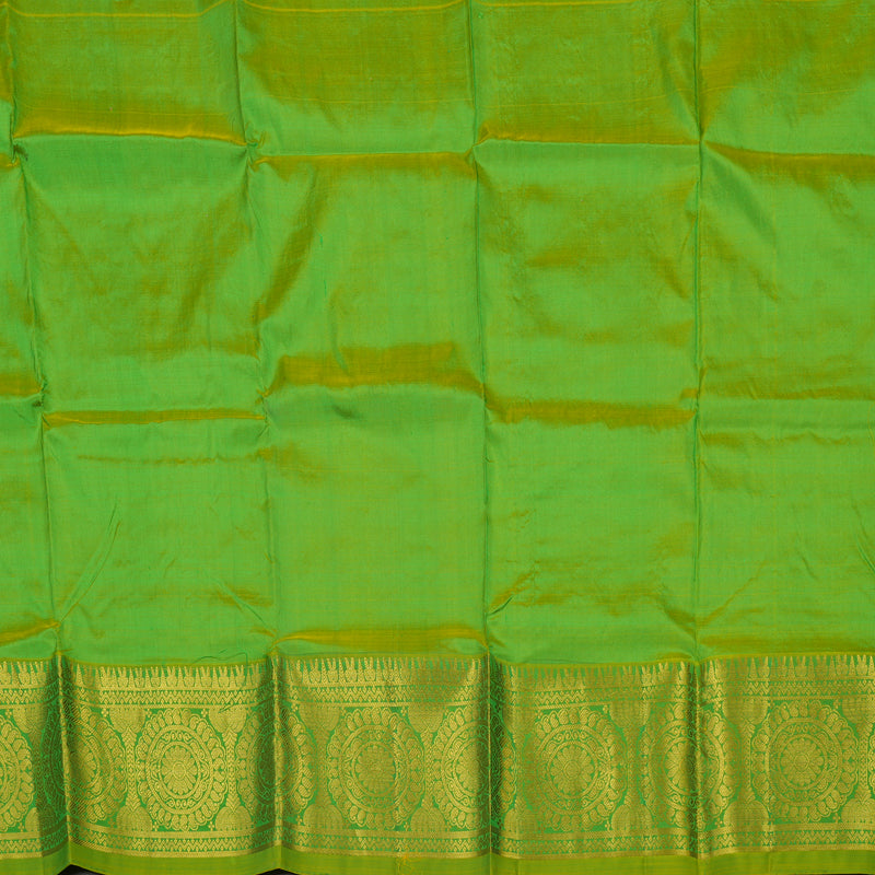 Hayagrivas Parrot Green Kanjivaram Pattu Pavadai with Leaf Green Border BBB2314J1-4