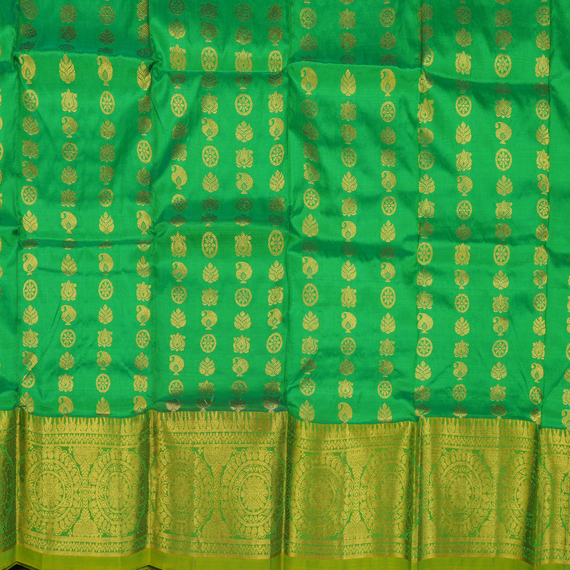 Hayagrivas Parrot Green Kanjivaram Pattu Pavadai with Leaf Green Border BBB2314J1-4