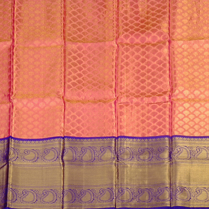 Hayagrivas Pure Kanjivaram Pattu Pavadai in Rose Pink with Purplish-blue BBB2314J17-5