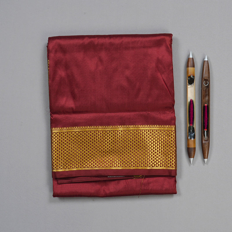 Hayagrivas Maroon Handloom Ten Yards Kanjivaram Silk Saree BBB2485L1-5