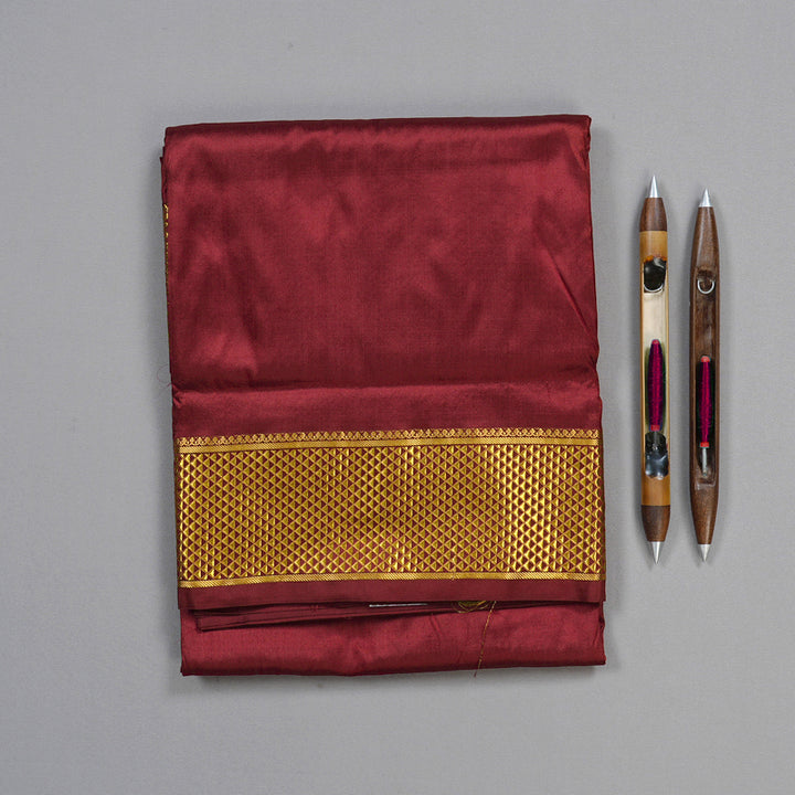 Hayagrivas Maroon Handloom Ten Yards Kanjivaram Silk Saree BBB2485L1-5
