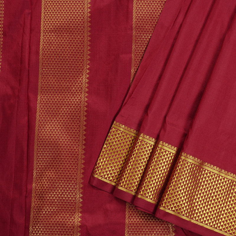 Hayagrivas Maroon Handloom Ten Yards Kanjivaram Silk Saree BBB2485L1-5