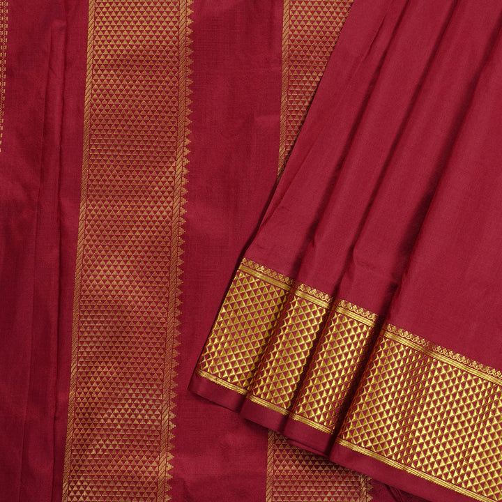 Hayagrivas Maroon Handloom Ten Yards Kanjivaram Silk Saree BBB2485L1-5