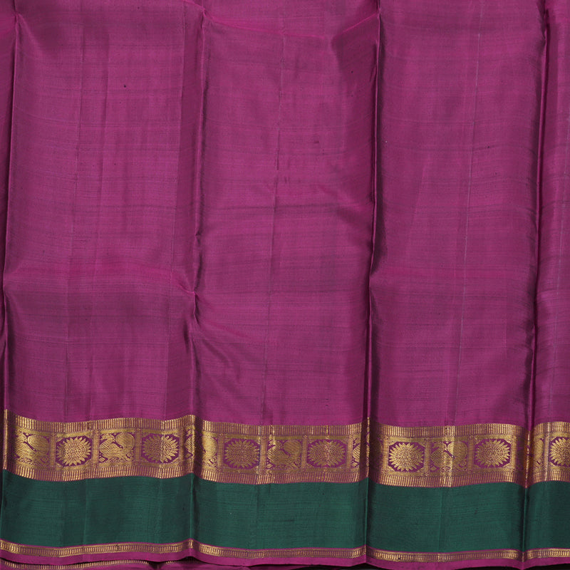 Hayagrivas Ash Grey Kanjivaram Silk Saree with Green And Purple Border BBC1028J19-1