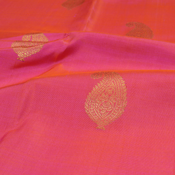 Hayagrivas Orangish Pink Kanjivaram Silk Saree with Bottle Green Border BBC1028J29-1