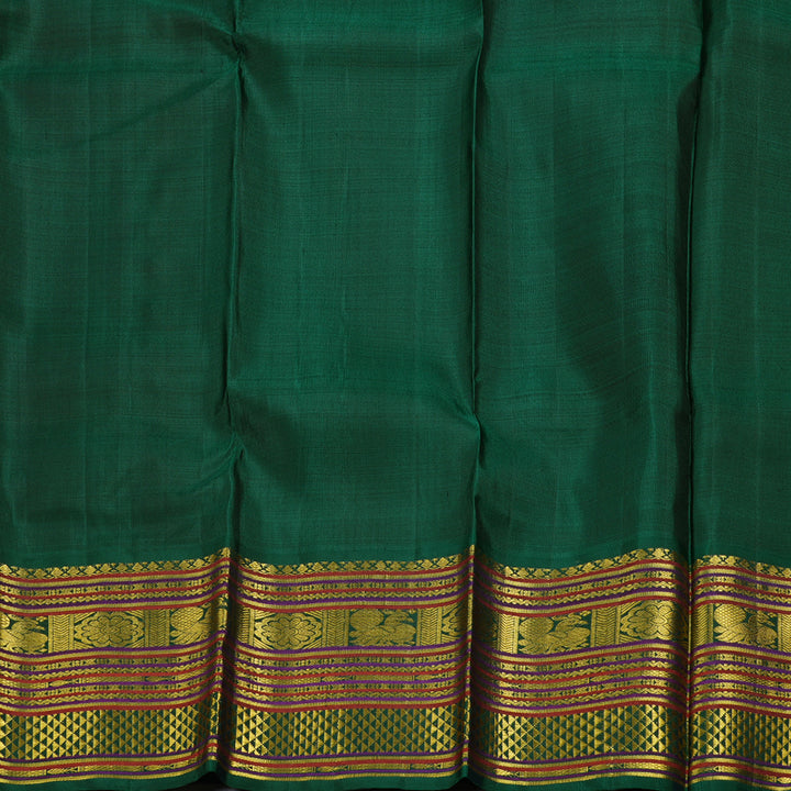 Hayagrivas Orangish Pink Kanjivaram Silk Saree with Bottle Green Border BBC1028J29-1