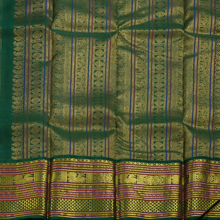 Hayagrivas Orangish Pink Kanjivaram Silk Saree with Bottle Green Border BBC1028J29-1