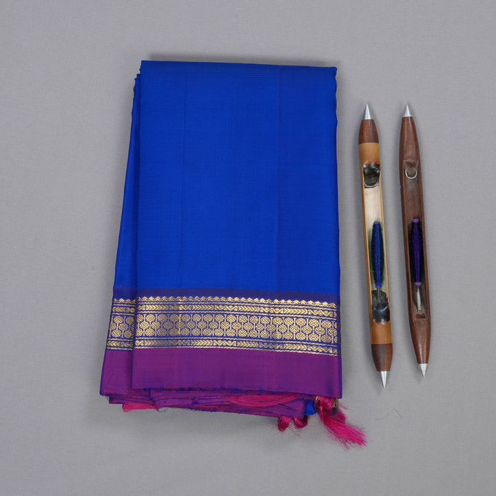 Hayagrivas Blue Handloom Kanjivaram Silk Saree with Dark Blue Border BBC1028J5-1