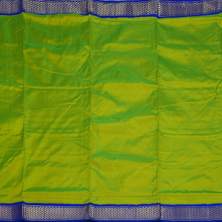 Hayagrivas Fluorescent Green Handloom Kanjivaram Ten Yards Silk Saree with Blue Border BBC1029J15-13