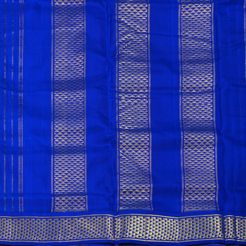 Hayagrivas Fluorescent Green Handloom Kanjivaram Ten Yards Silk Saree with Blue Border BBC1029J15-13