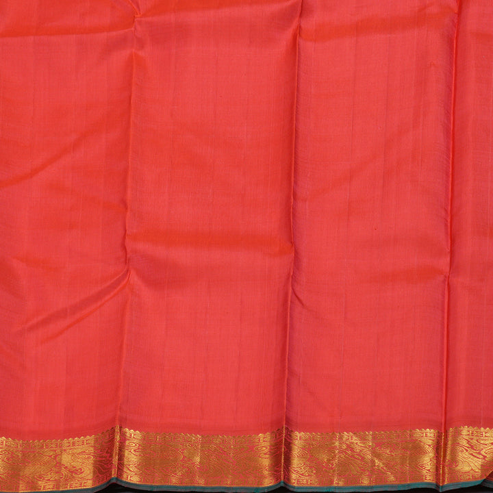 Hayagrivas White Handloom Kanjivaram Silk Saree with Orangish Pink Border BBC1031J10-1