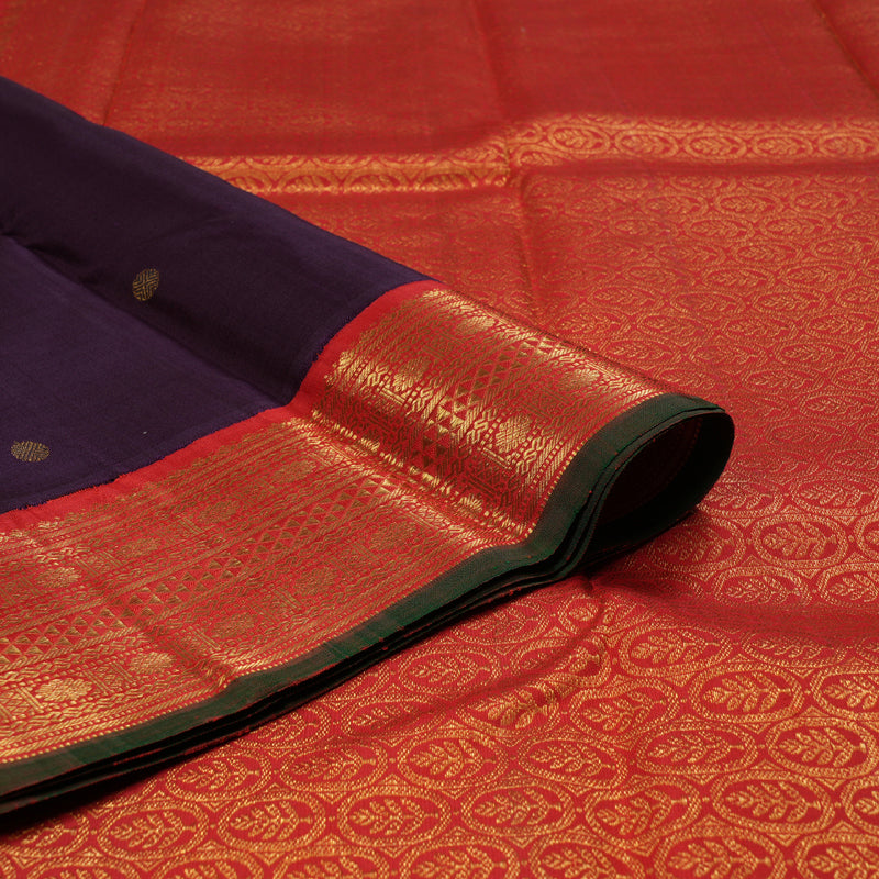 Hayagrivas Plum Purple Handloom Kanjivaram Silk Saree with Red Border BBC1031J3-1