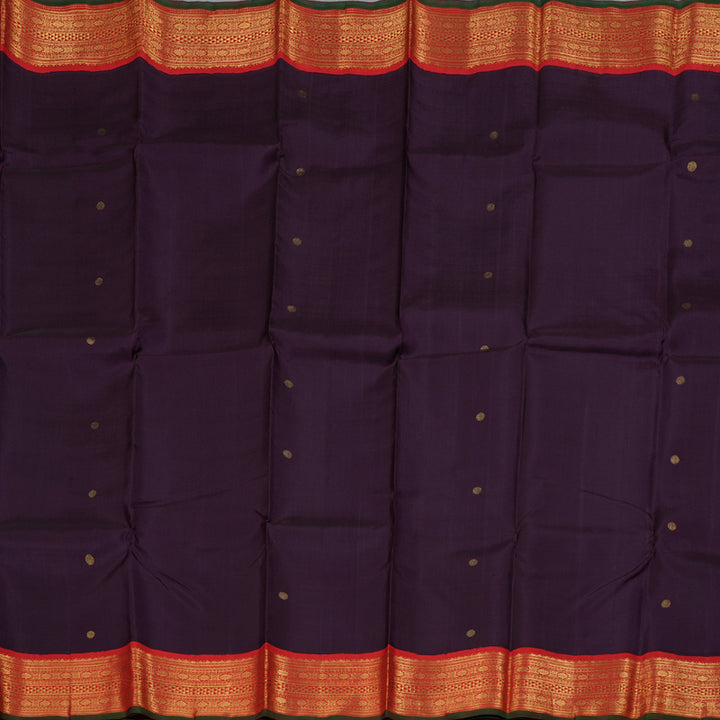 Hayagrivas Plum Purple Handloom Kanjivaram Silk Saree with Red Border BBC1031J3-1