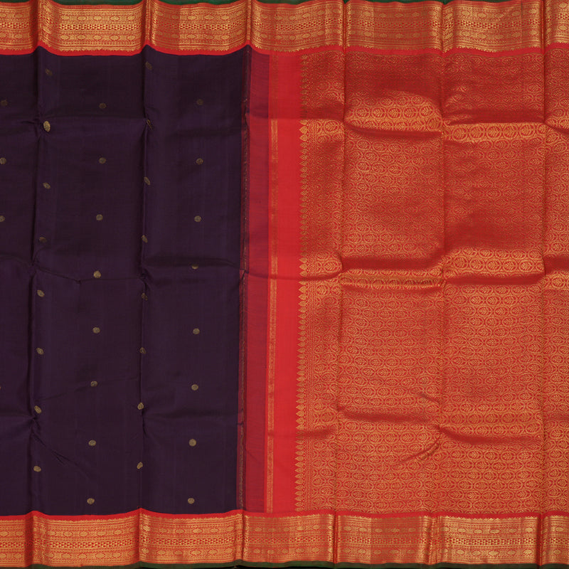 Hayagrivas Plum Purple Handloom Kanjivaram Silk Saree with Red Border BBC1031J3-1