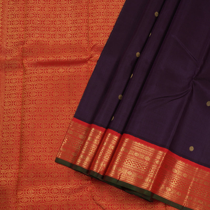 Hayagrivas Plum Purple Handloom Kanjivaram Silk Saree with Red Border BBC1031J3-1