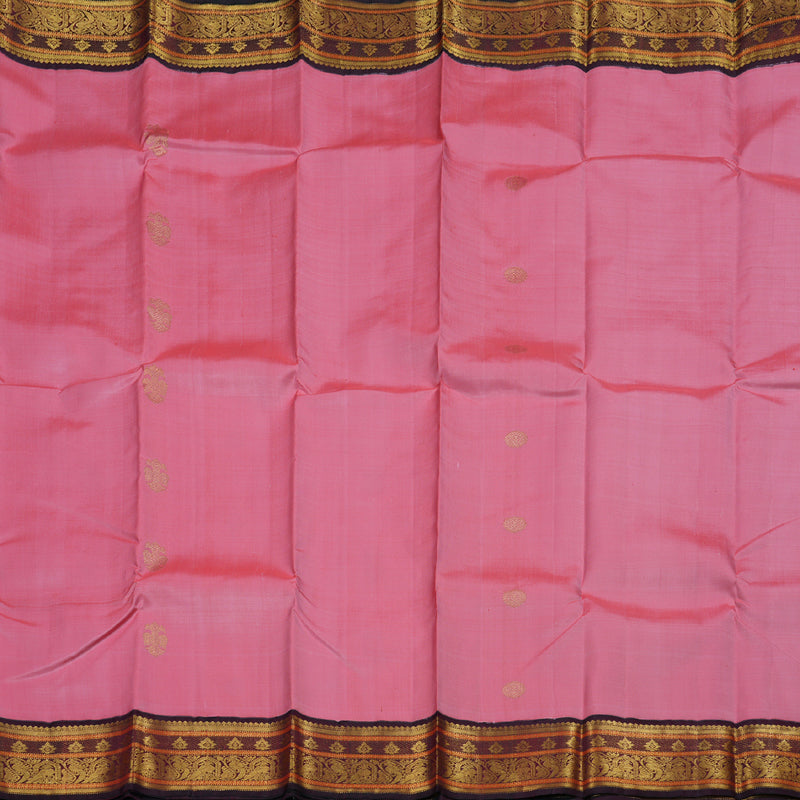 Hayagrivas Onion Pink Handloom Kanjivaram Silk Saree with Wine Maroon Border BBC1031J4-1