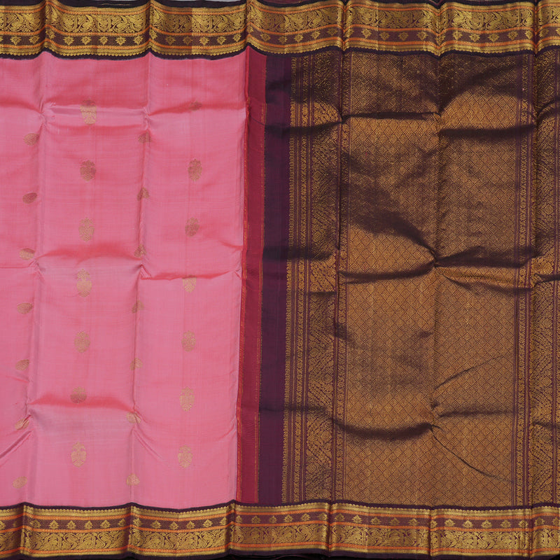 Hayagrivas Onion Pink Handloom Kanjivaram Silk Saree with Wine Maroon Border BBC1031J4-1