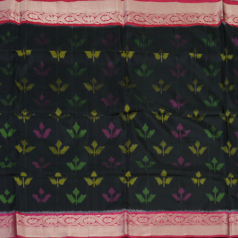 Hayagrivas Black Handloom Ikkat Soft Silk Saree BBC1075J5-1