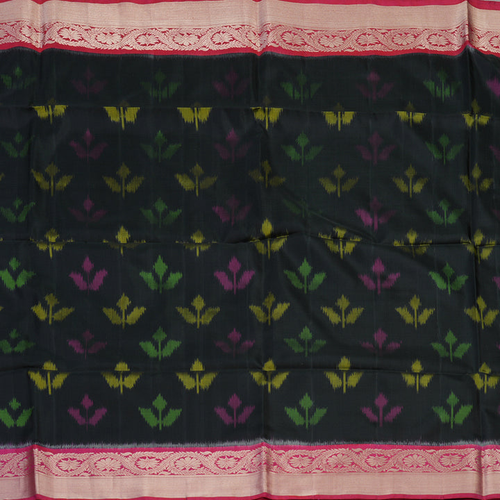 Hayagrivas Black Handloom Ikkat Soft Silk Saree BBC1075J5-1