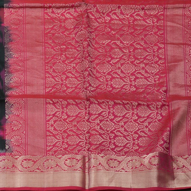 Hayagrivas Black Handloom Ikkat Soft Silk Saree BBC1075J5-1
