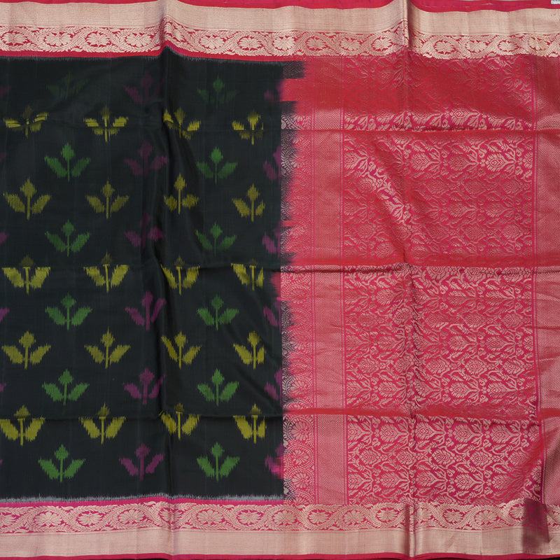 Hayagrivas Black Handloom Ikkat Soft Silk Saree BBC1075J5-1