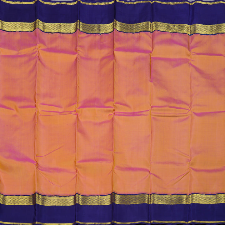 Hayagrivas Dual Tone (Pink With Yellow) Handloom Kanjivaram Silk Saree with Blue Border BBC1079J12-1