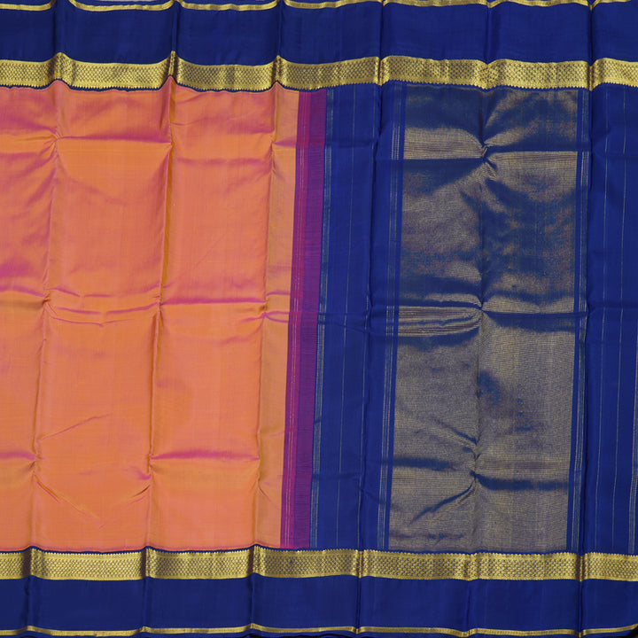 Hayagrivas Dual Tone (Pink With Yellow) Handloom Kanjivaram Silk Saree with Blue Border BBC1079J12-1