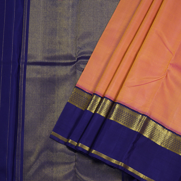 Hayagrivas Dual Tone (Pink With Yellow) Handloom Kanjivaram Silk Saree with Blue Border BBC1079J12-1