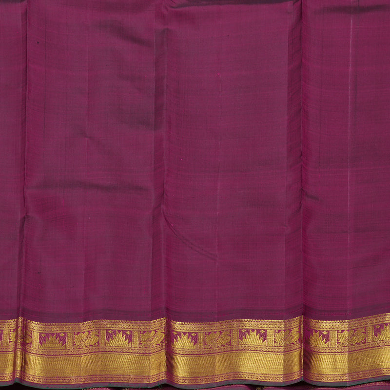 Hayagrivas White Handloom Kanjivaram Silk Saree with Dark Purple Border BBC1081J4-1