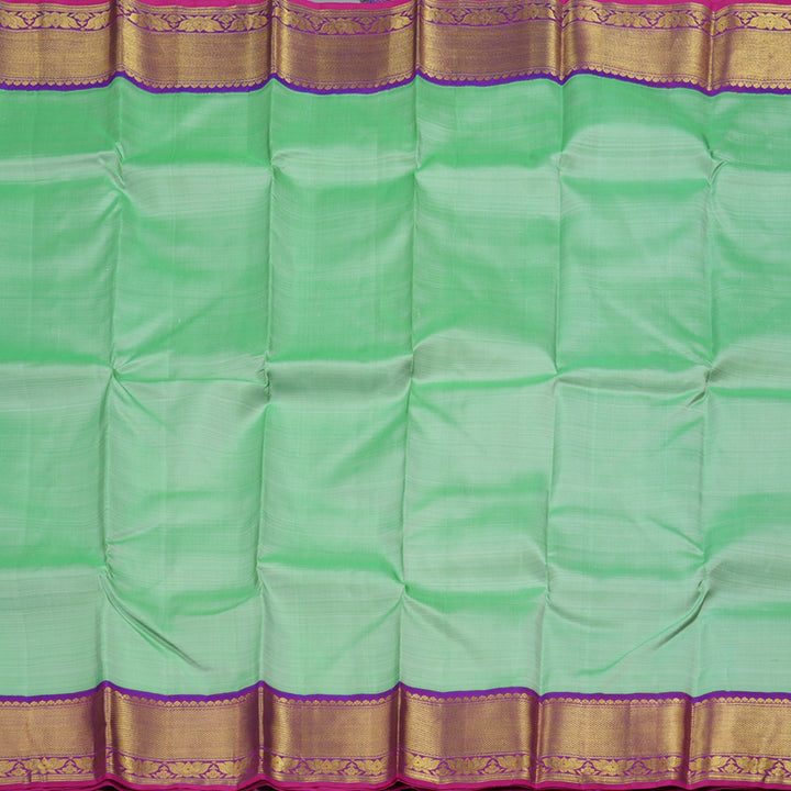 Hayagrivas Pastel Green Handloom Kanjivaram Silk Saree with Purple Border BBC1081J5-1