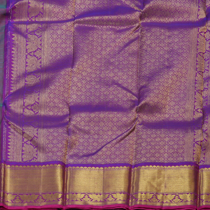 Hayagrivas Pastel Green Handloom Kanjivaram Silk Saree with Purple Border BBC1081J5-1