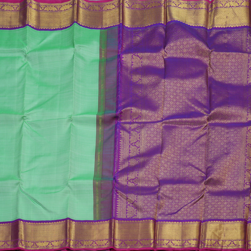 Hayagrivas Pastel Green Handloom Kanjivaram Silk Saree with Purple Border BBC1081J5-1