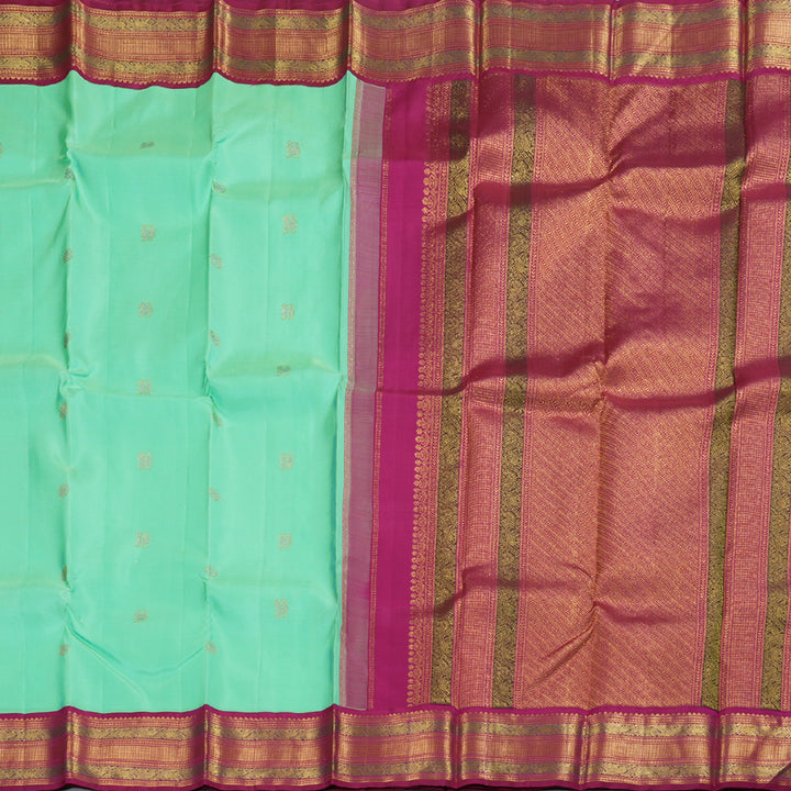 Hayagrivas Pastel Green Kanjivaram Silk Saree with Dark Pink Border BBC1084J1-1