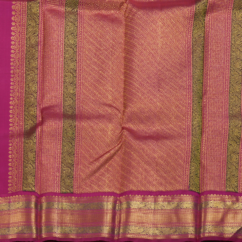 Hayagrivas Pastel Green Kanjivaram Silk Saree with Dark Pink Border BBC1084J1-1