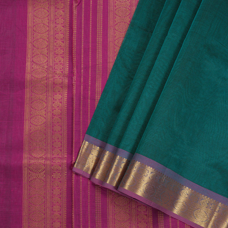 Hayagrivas Teal Green Nineyards Silk Cotton Saree with Mandhalir Border BBC1105J2-8