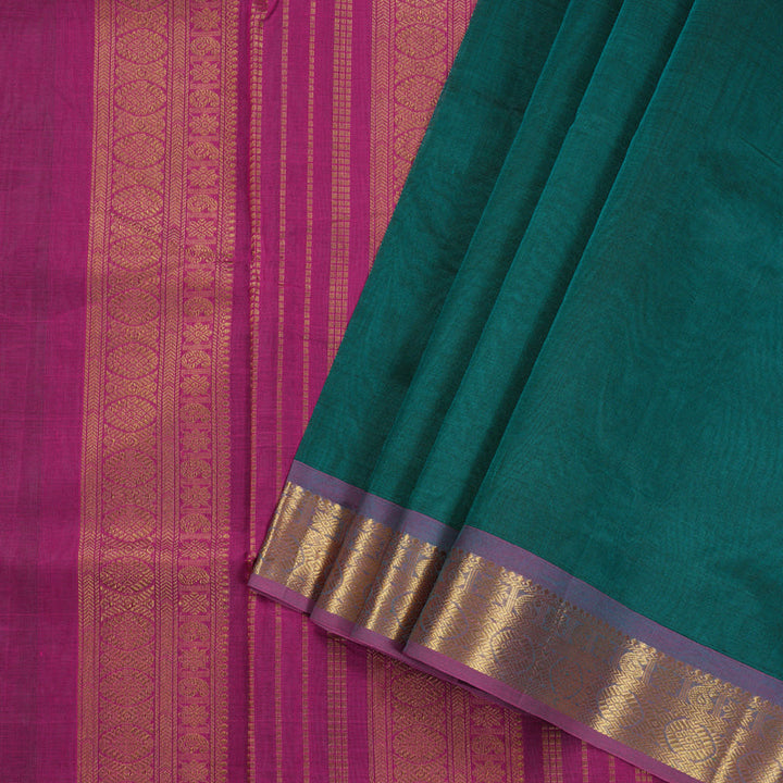 Hayagrivas Teal Green Nineyards Silk Cotton Saree with Mandhalir Border BBC1105J2-8