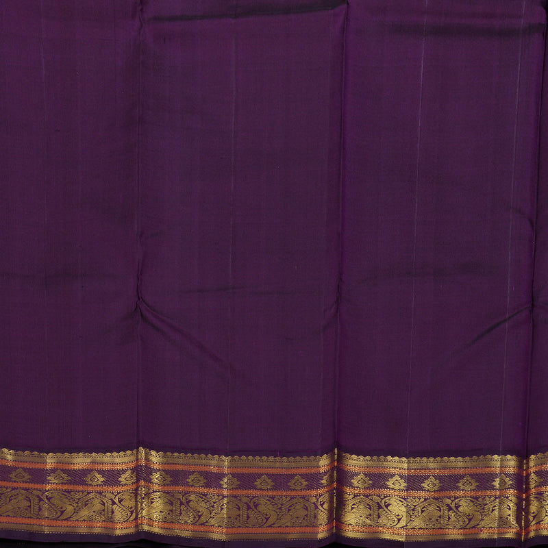 Hayagrivas Fluorescent Green Handloom Kanjivaram Silk Saree with Dark Purple Border BBC1149K30-1