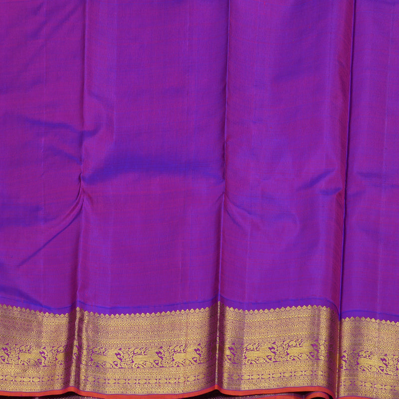 Hayagrivas Fluorescent Green Handloom Kanjivaram Silk Saree with Purple Border BBC1149K31-1