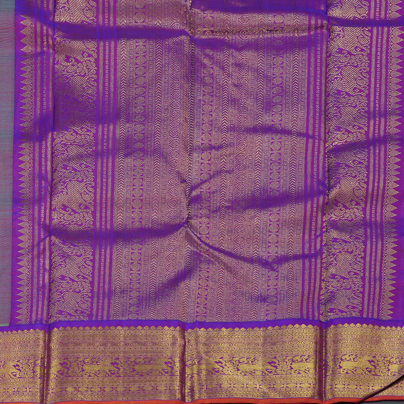 Hayagrivas Fluorescent Green Handloom Kanjivaram Silk Saree with Purple Border BBC1149K31-1