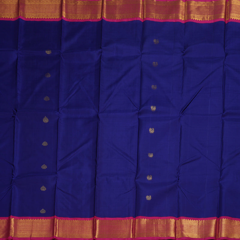 Hayagrivas Handloom Blue Kanjivaram Silk Saree with Pink Border BBC1181K4-1