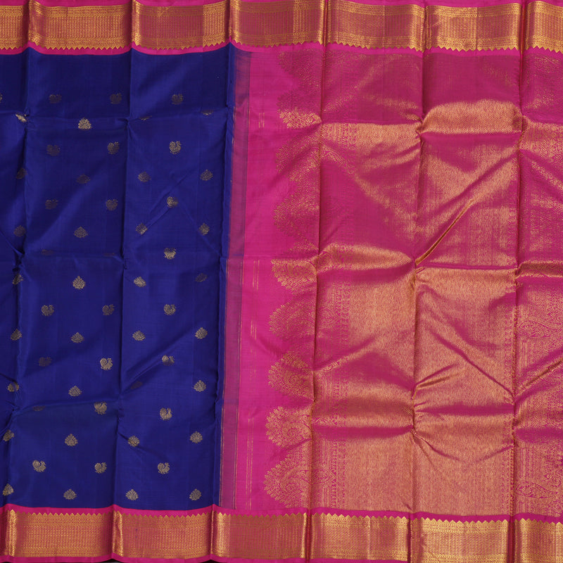 Hayagrivas Handloom Blue Kanjivaram Silk Saree with Pink Border BBC1181K4-1